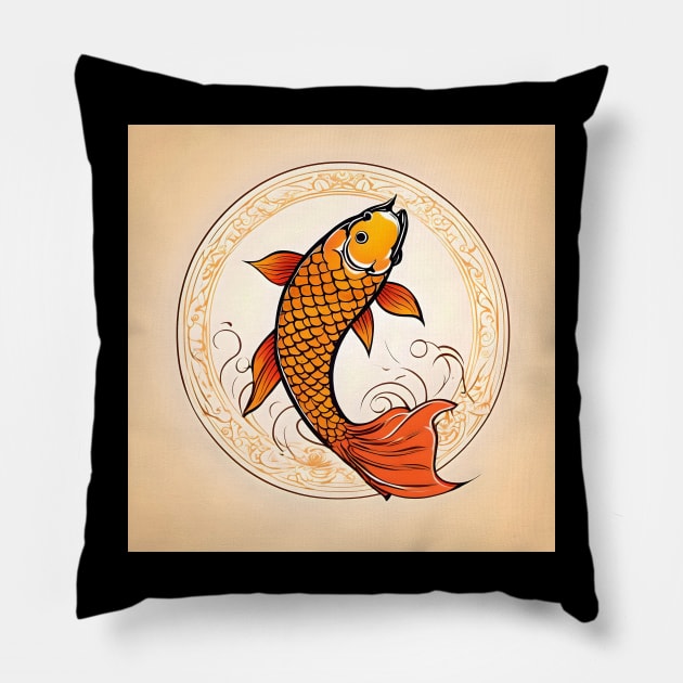 Koi Fish Study Pillow by Oldetimemercan