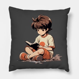 Boy Reading T-Shirt Pillow