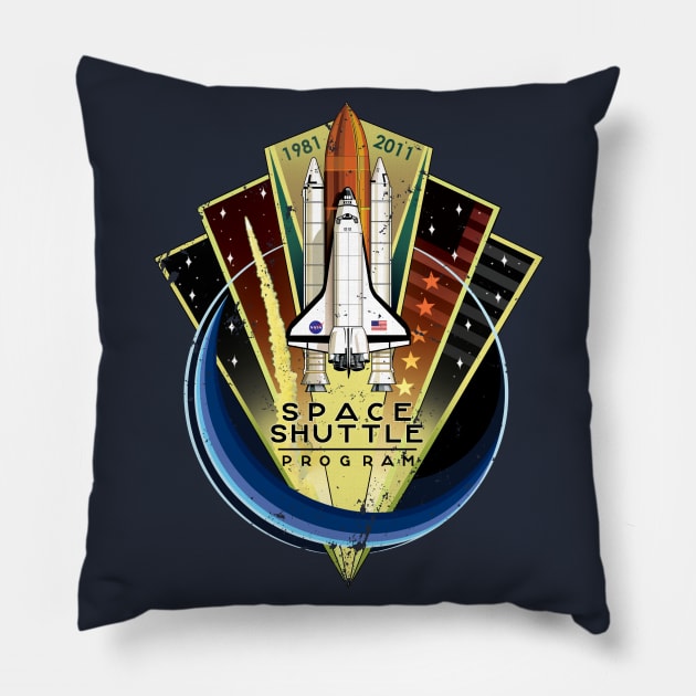 NASA Space Shuttle Commemorative Patch - Vintage Distressed Pillow by Blake Dumesnil Designs