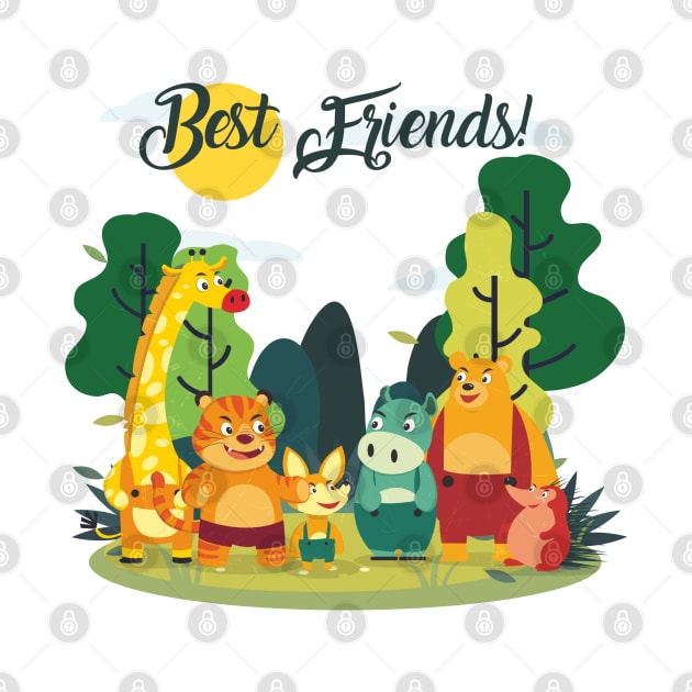 best friends banner cute stylized animals icons by erika design