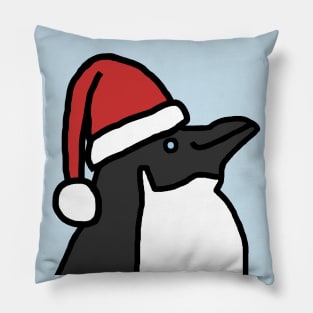 Portrait of a Christmas Penguin in Santa Hat Pillow