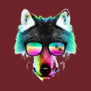 Color wolf with glasses T-Shirt