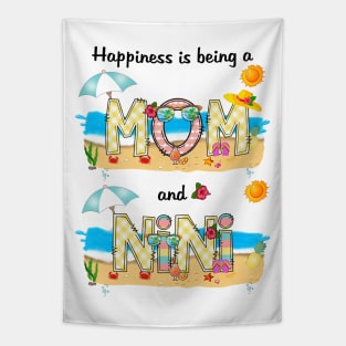 Happiness Is Being A Mom And Nini Summer Beach Happy Mother's Tapestry