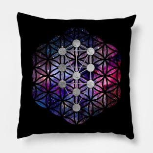 Kabbalah The Tree of Life on flower of life Pillow