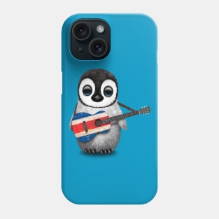 Baby Penguin Playing Costa Rican Flag Guitar Phone Case