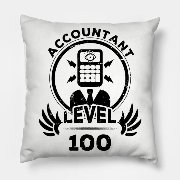 Level 100 Accountant Accountancy Fan Gift Pillow by atomguy