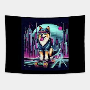 Dog Skateboarding Tapestry