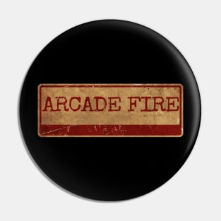 Aliska text red gold retro Arcade Fire Pin