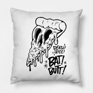 death slice bat butt skeleton creepy dead animation food pizza cream mozzarella art cool love Pillow