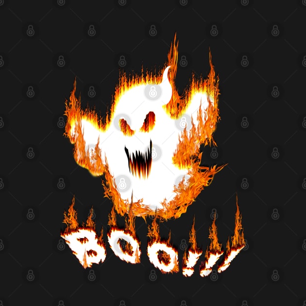 boo ghost in fire by SafSafStore