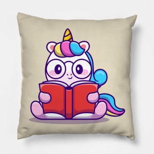 Cute Unicorn Reading Book Pillow