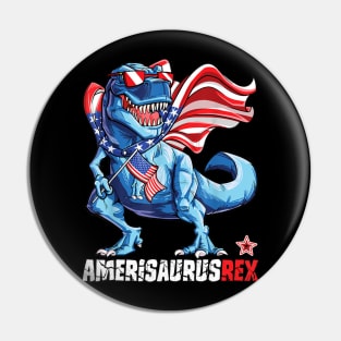 Dinosaur 4th Of July T Shirt Kids Boys Men Amerisaurus T Rex Pin