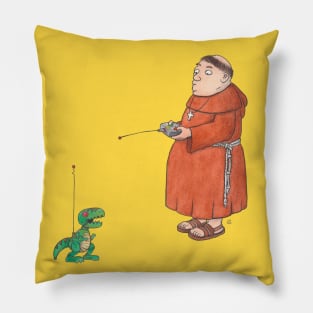 Monk with Remote-Controlled Toy Robot Dinosaur Pillow