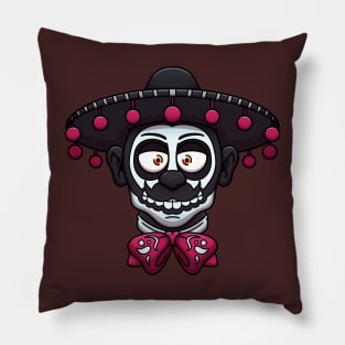 Mexican Sugar Skull Man Face Pillow