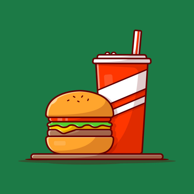 Burger And Soda Cartoon Vector Icon Illustration (7) - Burger - Phone Case