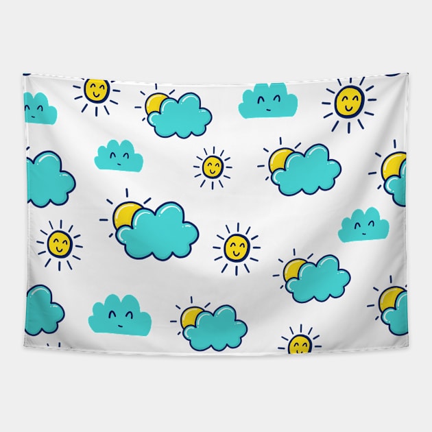 Sunshine behind the Clouds - Doodle Tapestry by KindlyHarlot