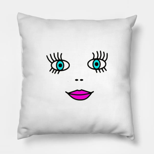 Big Eyed Face Pillow by Michelle Le Grand