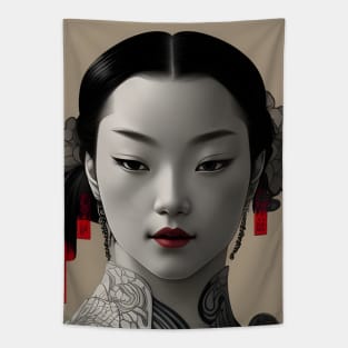 Beaux Animes Art, Ukiyo-e Irezumi Japanese Anime Girl Illustration Design Tapestry