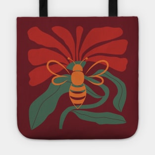 Abstract Bee & Flower Image in Bright Earthy Colors Tote