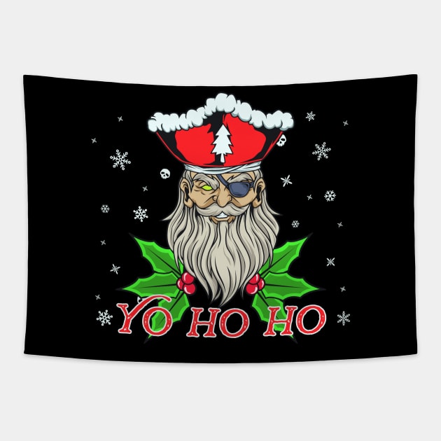 Christmas Pirate - Yo Ho Ho Christmas Tapestry by Modern Medieval Design