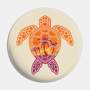 Tropical Sunset Sea Turtle Design Pin