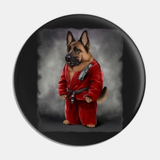 German Shepherd Dog Judo Karate Master in Red Judo Pin