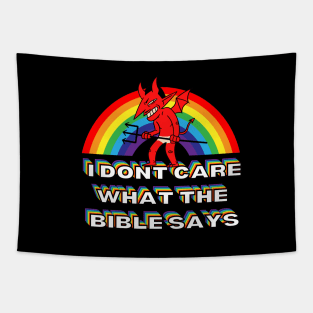 I Don't Care What the Bible Says Rainbow Devil Tapestry