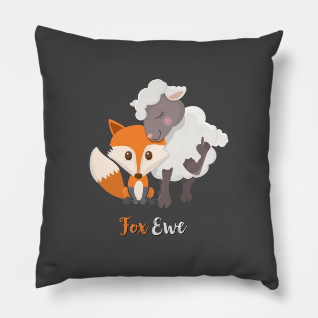 Fox Ewe Funny Cute Foxy Sheep T-shirt Pillow by ruffideas