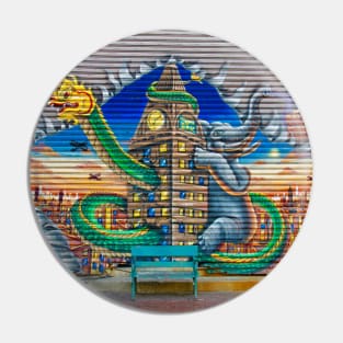 Graffiti Neck Gator City Under Attack Elephant Chinese Dragon Urban Art Pin