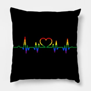 Pansexual Flag Heartbeat LGBTQ Pillow