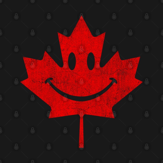 Smiling Face Maple Leaf Canada Happy Canada T Design by Vector Deluxe