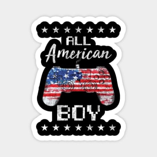 Funny All American Boys 4th July Gaming Son Video Game USA Magnet