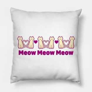 Cute Cats and Hearts Pillow