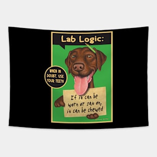 Great Chocolate lab on Chocolate Labrador with Green Pencil tee Tapestry