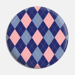 Cute Pink And Blue Argyle Plaid Pattern Pin