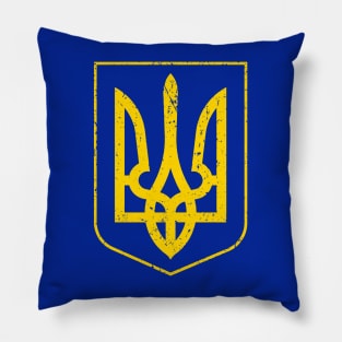 Vintage Retro Ukrainian Coat of Arms Shield - Ukraine Pride Pillow