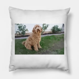 Labradoodle Digital Painting Pillow