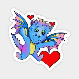 Big Hug from a Cute Flying Cartoon Dragon Magnet