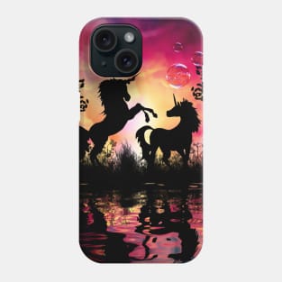 Wonderful unicorn playing in the night Phone Case