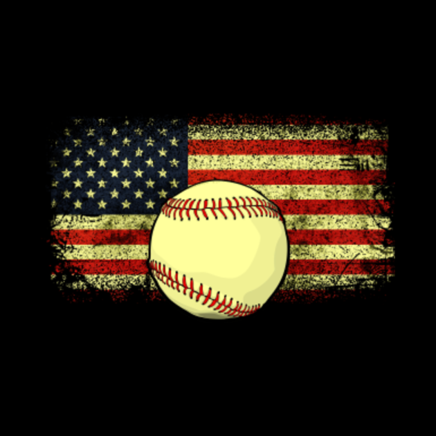 Vintage USA Flag Baseball Player Patriotic Gift TShirt Baseball Flag