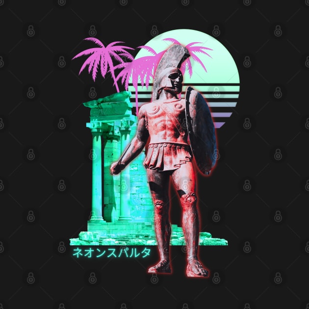 Leonidas Spartan Statue Vaporwave Aesthetic by Shirt Vibin