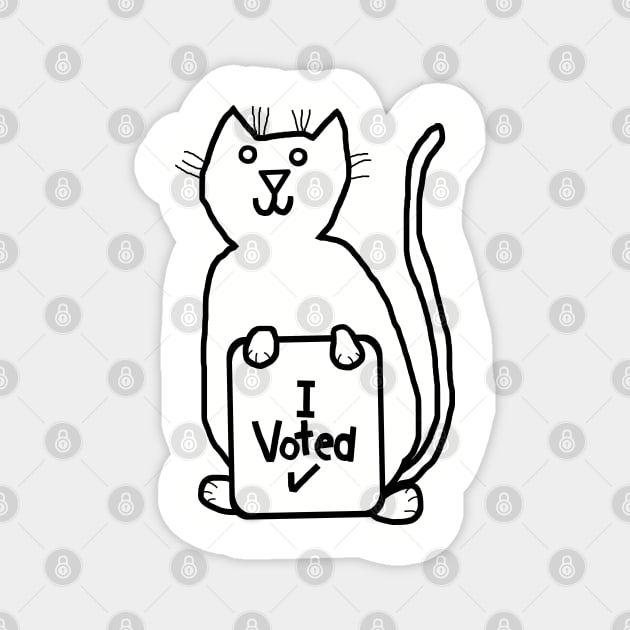 Cute Cat says she Voted Line Drawing Magnet by ellenhenryart