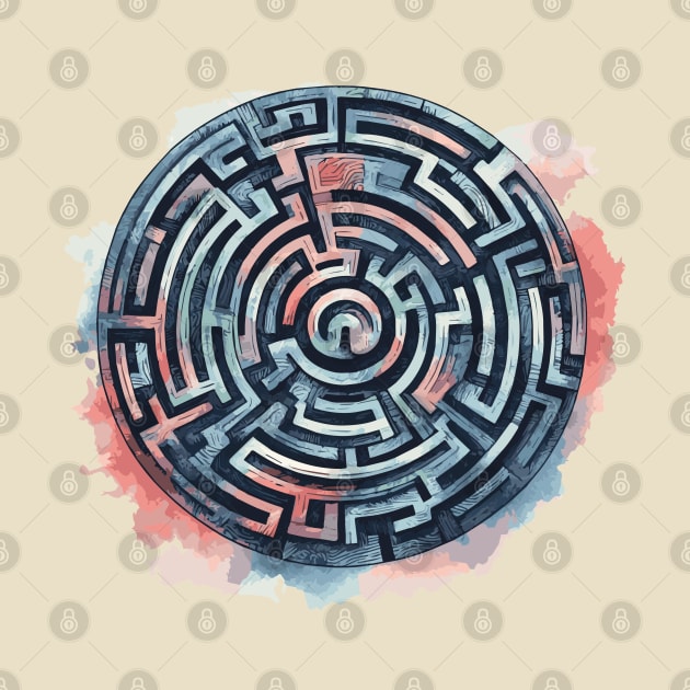 Maze Labyrinth Watercolor by Heartsake