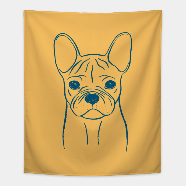 French Bulldog Warm Yellow And Blue French Bulldog Tapestry