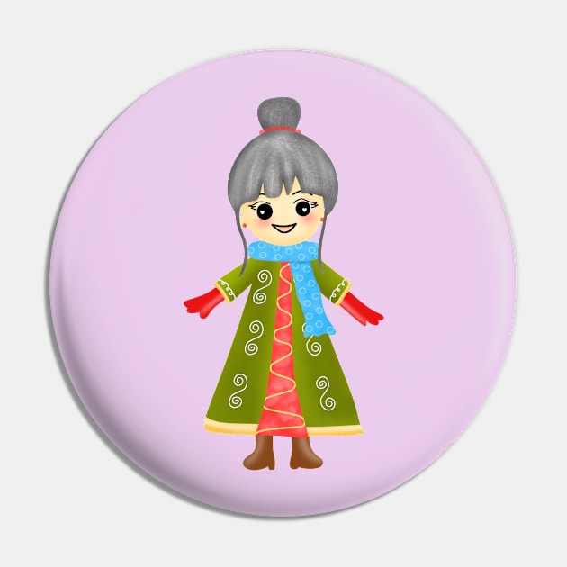 Cute little girl Pin by Onanong art design shop.