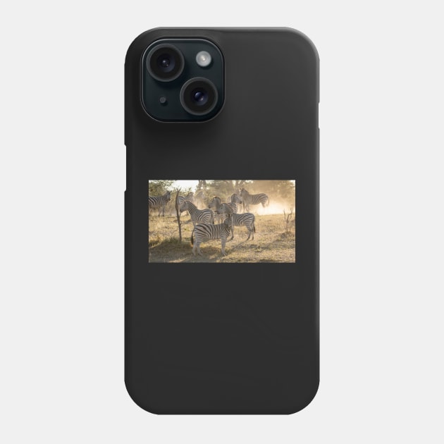 Zebras in the dust, Caprivi, Namibia Phone Case by AndrewGoodall