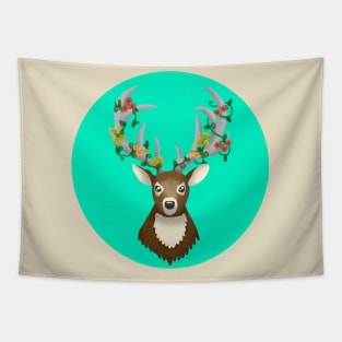 Floral deer head Tapestry