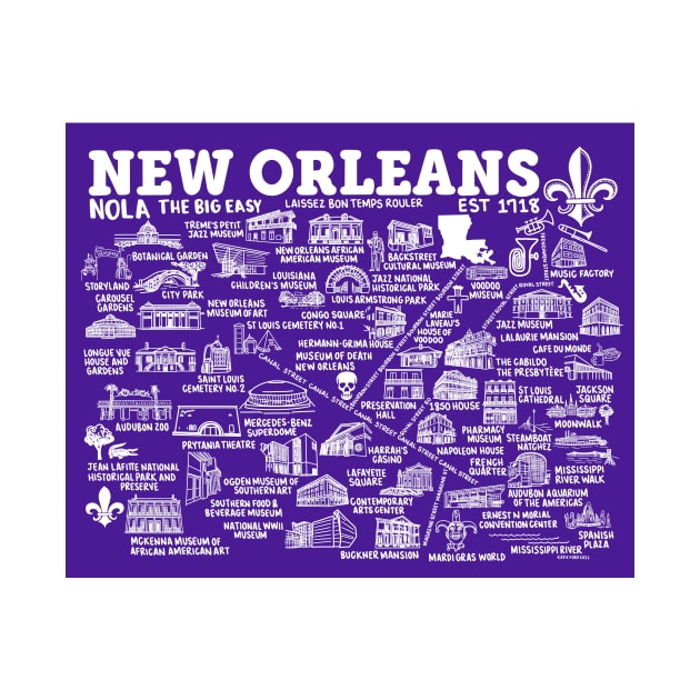 New Orleans Map by fiberandgloss