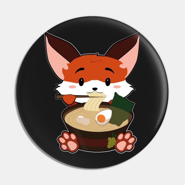 Anime Cute Fox Japanese Ramen Noodles Kawaii Gift print Pin by theodoros20