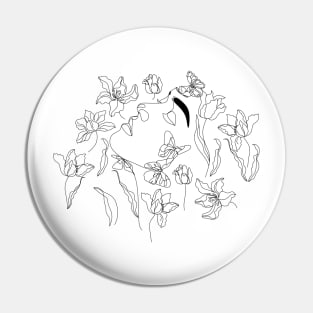 Woman With Flowers Pin